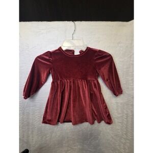 dip Burgundy Velvet Fit & Flare Dress 18-24M Puff Sleeve Keyhole Round